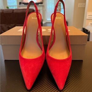 Boss Vibrant Red Slingback Heels